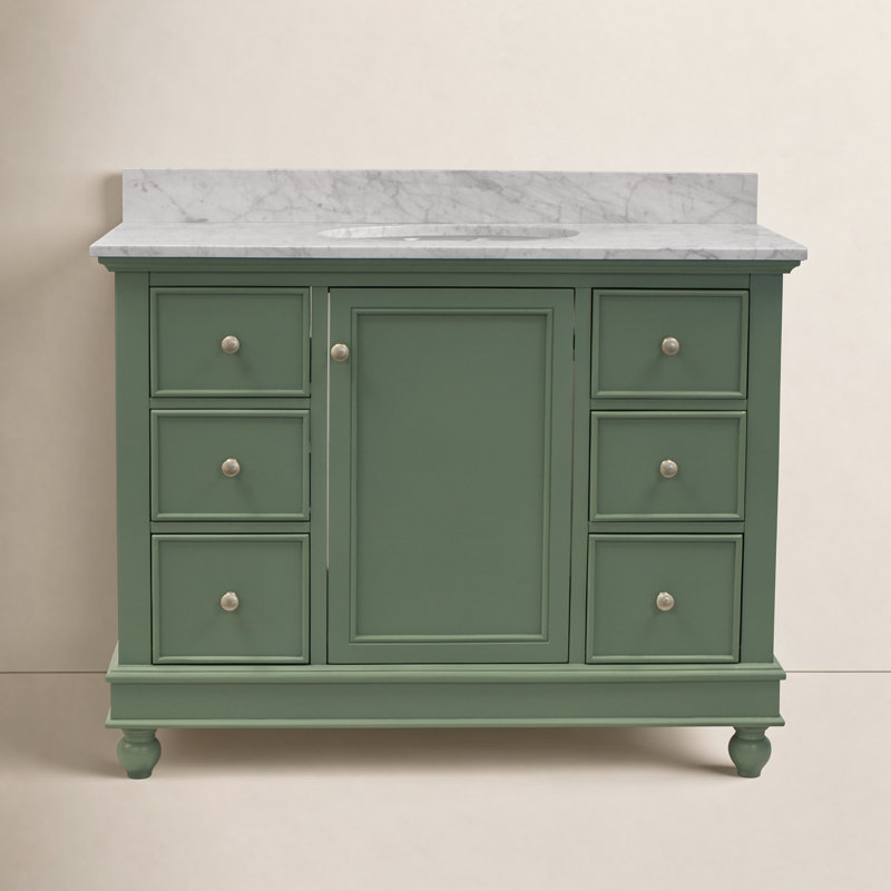 Ensemble de meuble-lavabo simple 42 po Ferdinand, Marbre de Carrare, Sauge vert