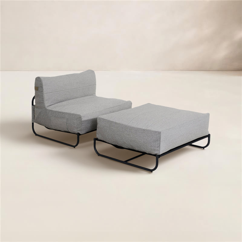 Akife Water Resistant Olefin Indoor and Outdoor Bean Bag Chair and Ottoman