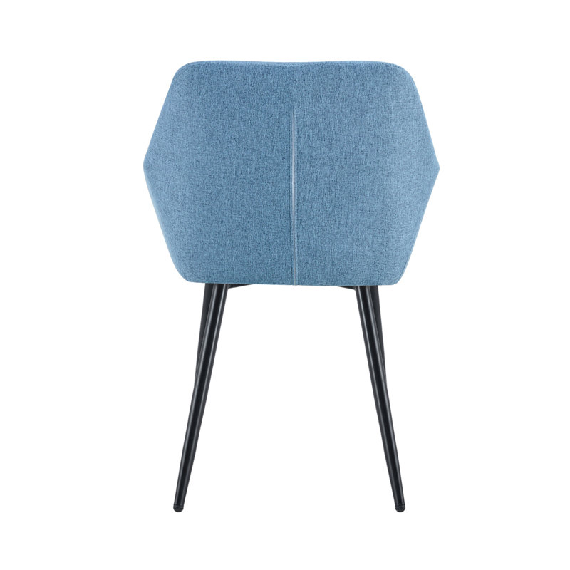 Ensemble de 2 fauteuils d'appoint avec pieds en métal, chaise simple d'intérieur pour la maison et le bureau, Bleu
