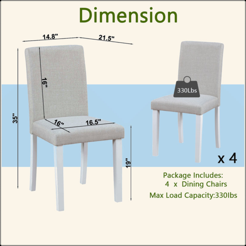Dining Chairs Only, Dining Chairs Set For 4, Kitchen Chair With Padded Seat, Side Chair For Dining Room, White