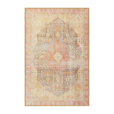 Tapis beige/gris/rouge traditionnel