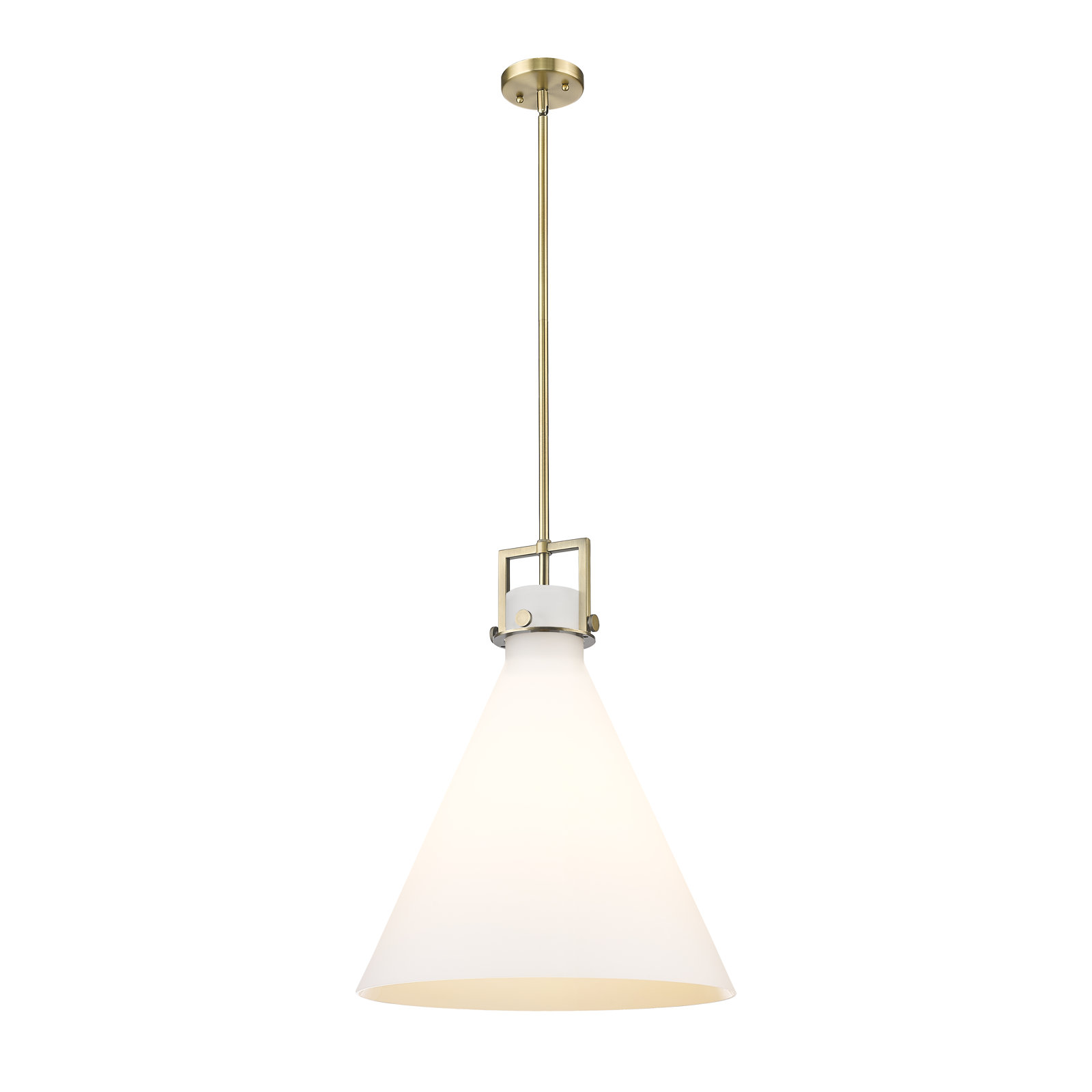 Coterie Single Light Glass Dimmable Pendant, Brushed Brass, Matte White, 22.75" H x 18" W x 18" D