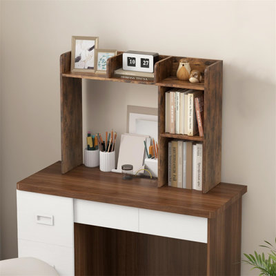 3-Tier Desk Bookshelf Wooden Home Display Shelf Multipurpose Storage Organizer