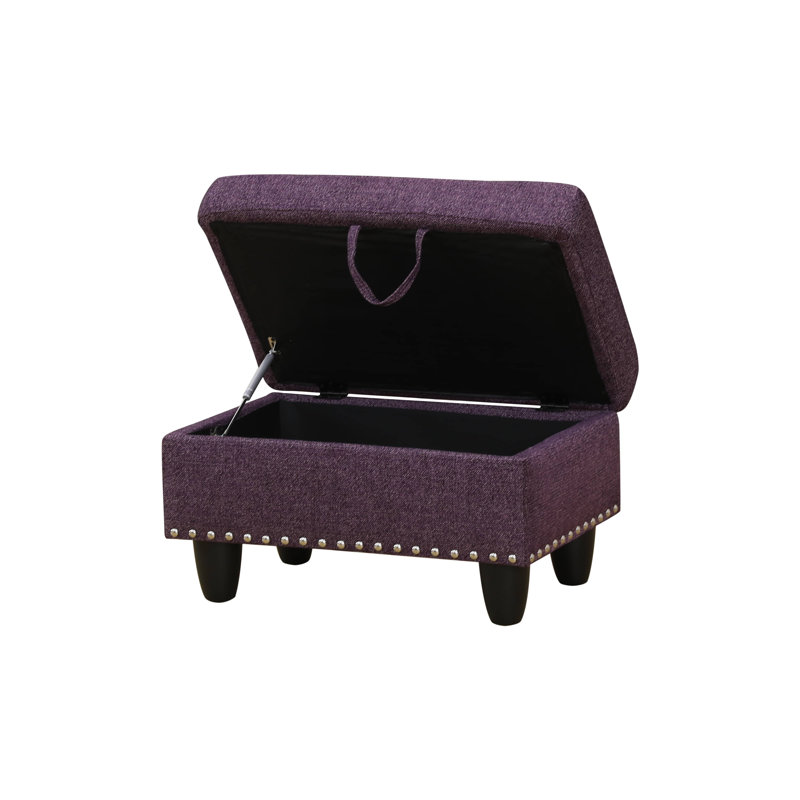 Banc de repose-pieds en tissu de lin capitonné de 28,5 po, repose-pieds avec garniture cloutée, repose-pieds multifonctionnel pour le salon, la chambre à coucher et le vestibule