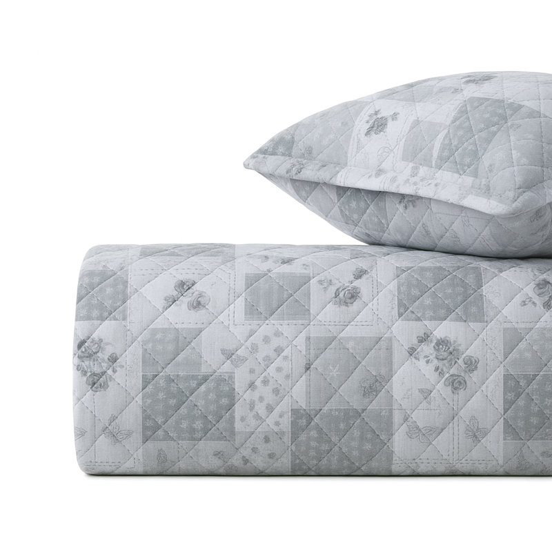 D/B MAYA COVERLESS QUILT SET, Grey, Double Duvet Cover + 2 Standard Pillowcases
