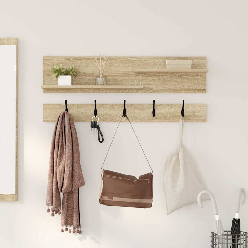 Wall-Mounted Coat Rack With Shelf 90 X 15 X 36 Cm, Sonoma Oak