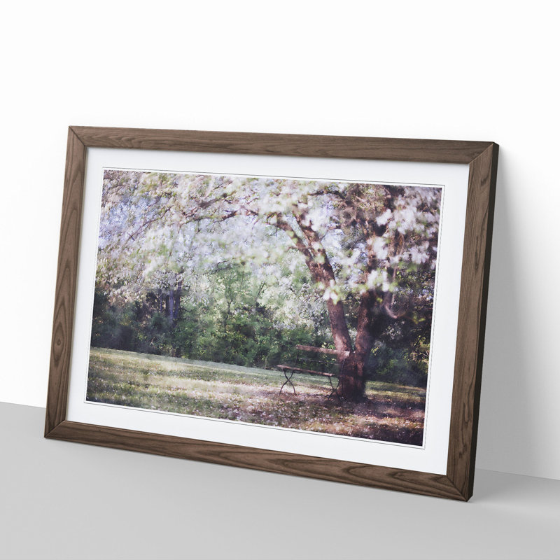 Blossom Tree in a Park - Framed Print, 48cm H x 65cm W x 2cm D, Walnut Framed