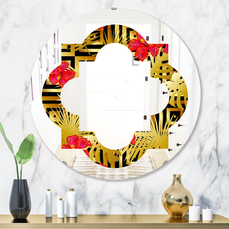 Miroir mural Quatrefoil Glam, 31.5" H x 31.5" W, Floral quadrilobe II