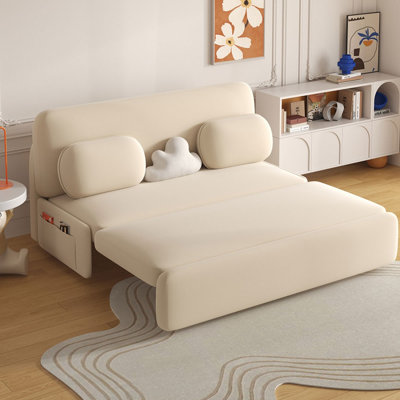 Canapé-lit causeuse 100% polyester beige