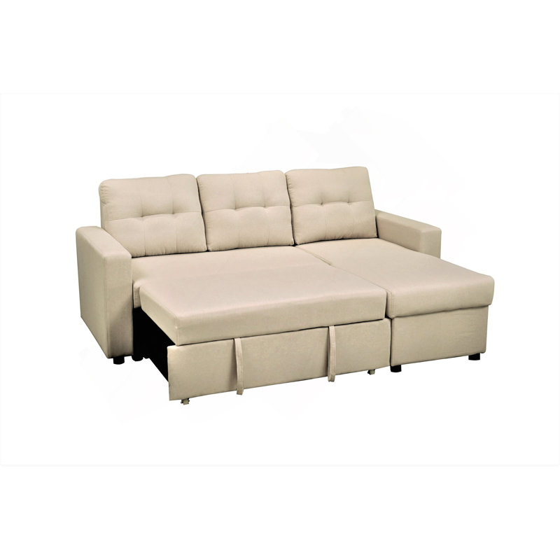 Canapé-lit modulaire convertible en L, Polyester beige