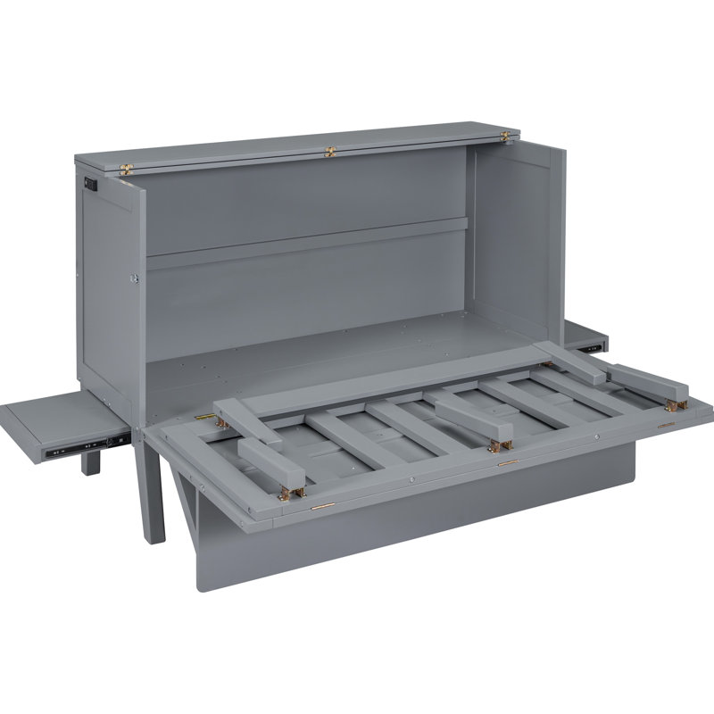 avec grand lit, chambre à coucher et tablettes amovibles - comptoir de bureau amovible à structure durable, Grand lit, Gris