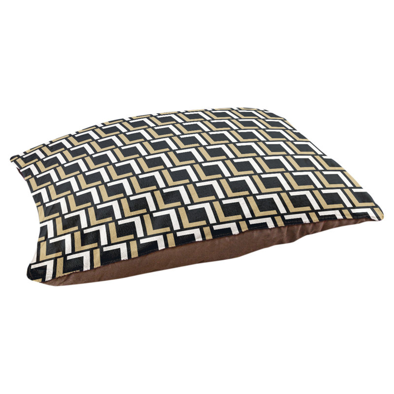 Coussin pour chien Bonheur, Extra large  (40'' W x 50'' D x 6'' H), Noir / or vieilli / blanc