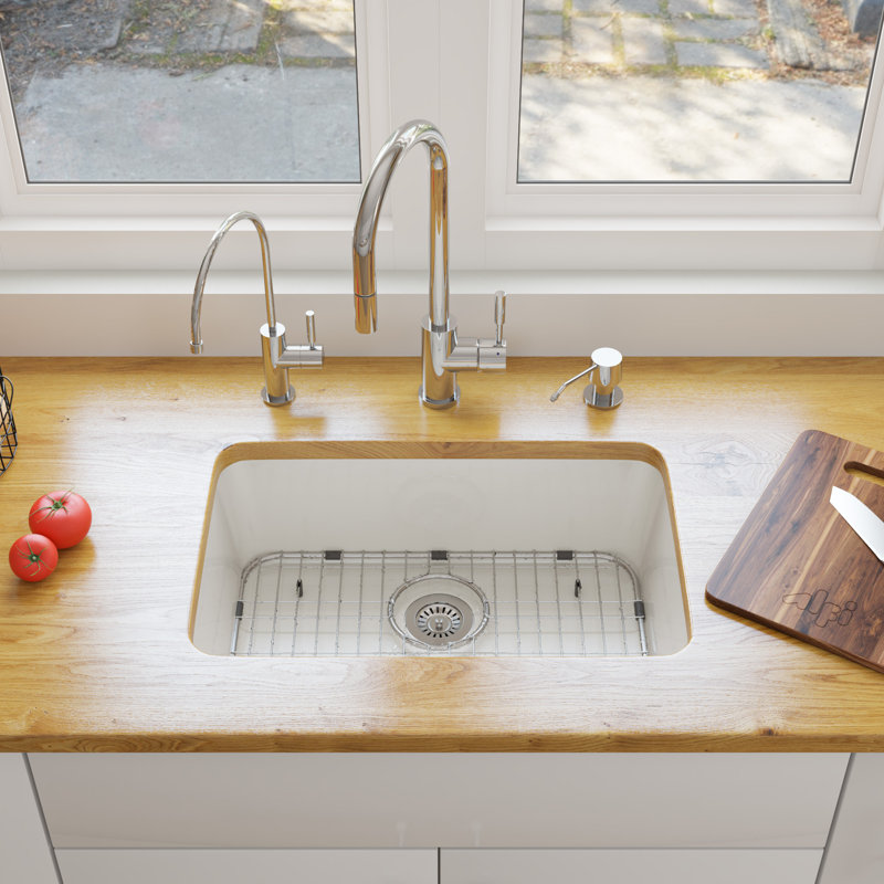 Alfi Brand 16.125'' W Single Bowl Fireclay Undermount Kitchen Sink, White