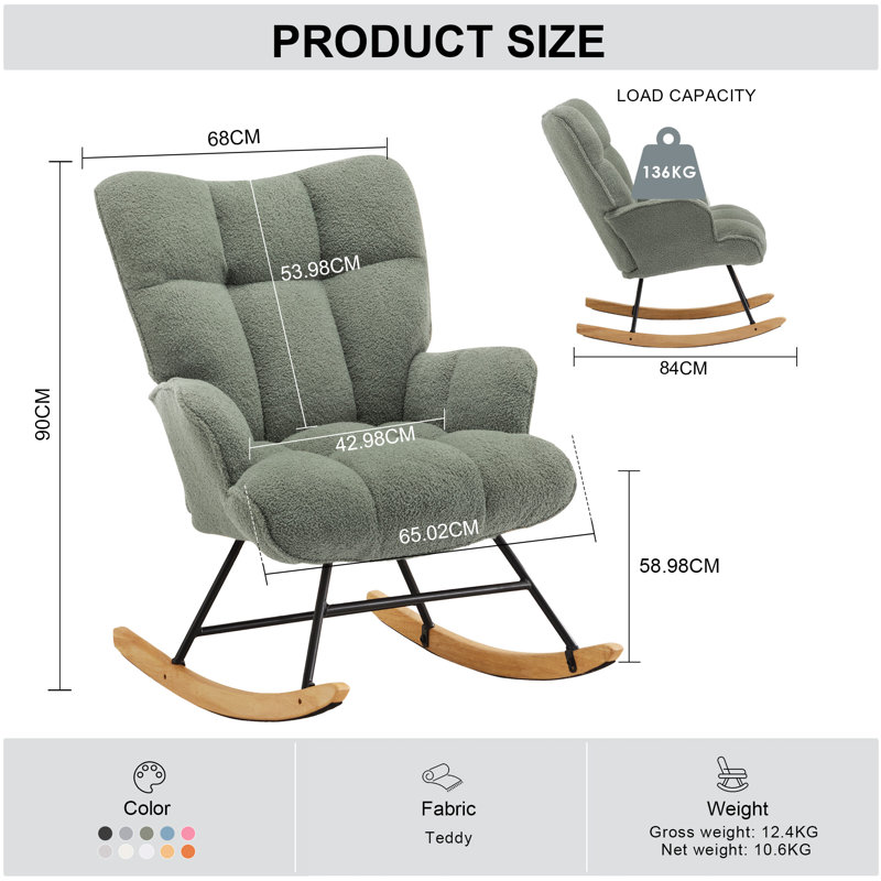 Solid + Manufactured Wood/Iron Rocking Chair, Green