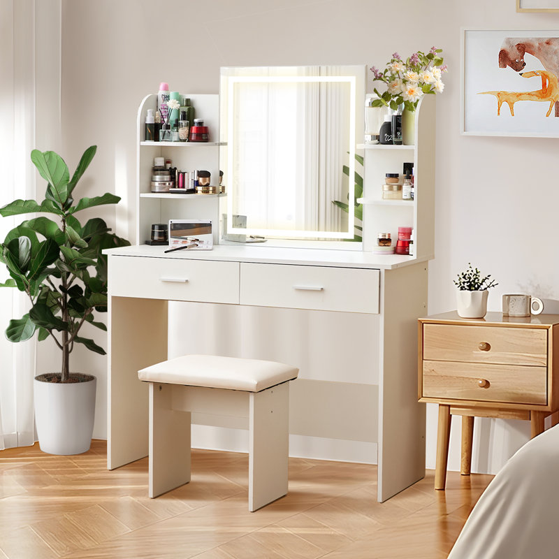Baidy Vanity Set with Lighted Mirror and Stool