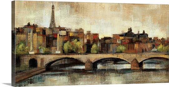 «Paris Bridge I Spice» par Silvia Vassileva, reproduction d'art, H 15 po x l 30 po x P 1,5 po, Toile