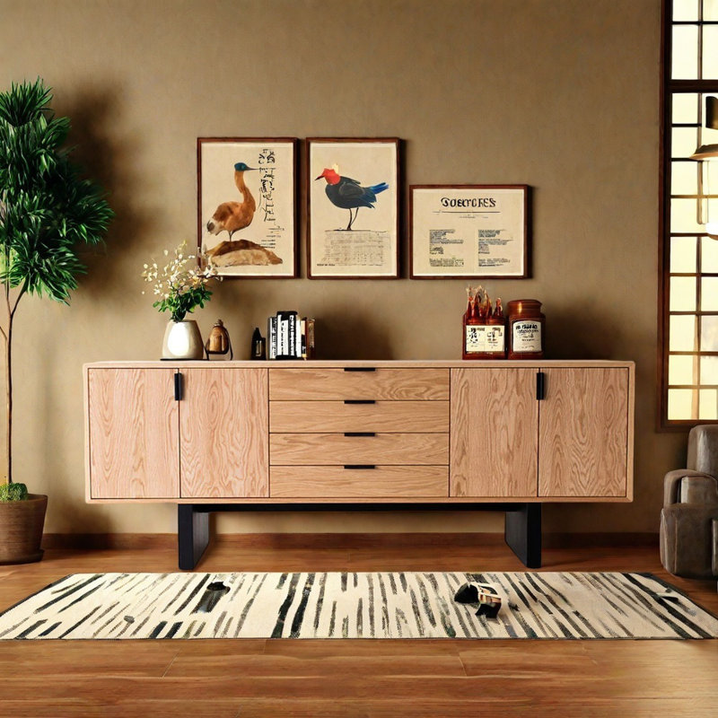 Buffet en bois massif de haute qualité, H 30,71 po x l 70,87 po x P 19,69 po