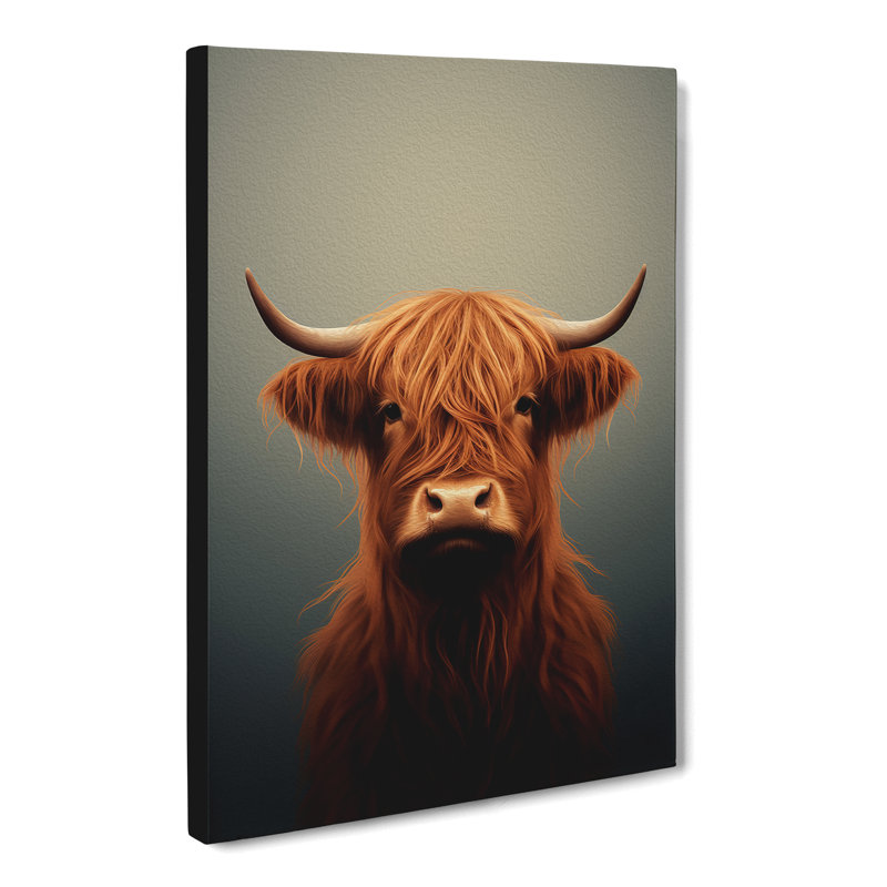 Highland Cow Minimalism - Wrapped Canvas, 76cm H x 50cm W x 3cm D
