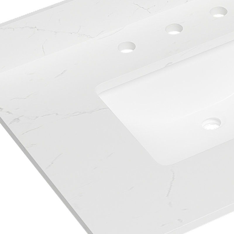 Bianco Bella 61'' White Quartz Double Undermount Sink Vanity Top