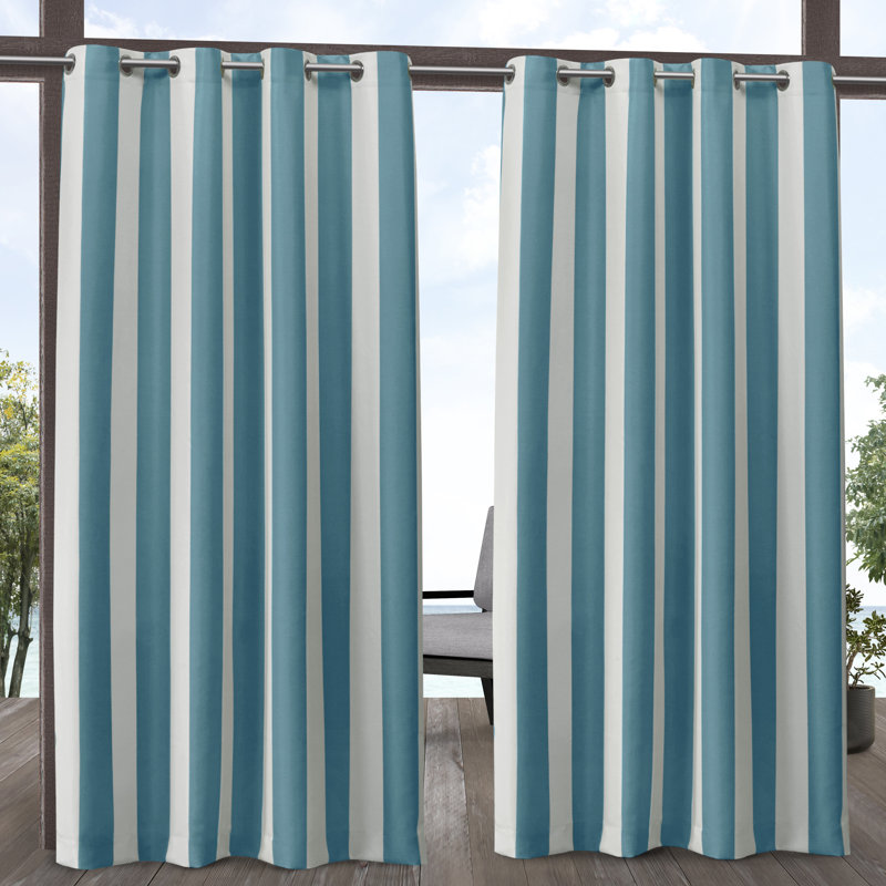 Panneau de rideau simple semi-diaphane avec œillets Kristen, Bleu sarcelle, L 54 po x L 108 po