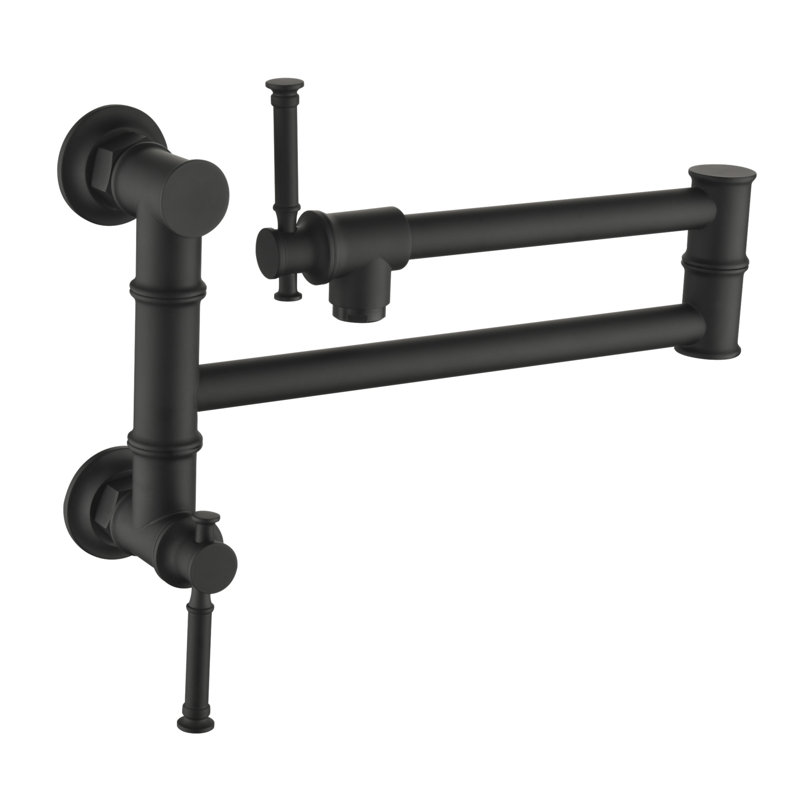 Wall Mounted Pot Filler Faucet, Modern Brass Pot Filler Two-Attachment Wall Mount Folding Kitchen Pot Filler Swing Arm