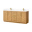 Meuble-lavabo double 72 po Carrasco en chêne naturel brun avec plateau en pierre de quartz blanc soyeux-808816744-853667619