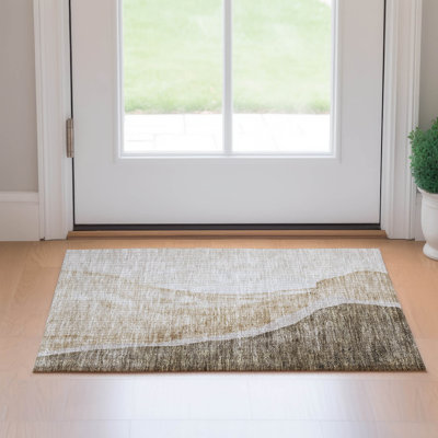 Premium Machine Washable Prisco Brown Rug