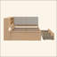 Lit de coin en L en bois avec tiroirs sous le lit avec bibliothèque de rangement et tête de lit tapissier et ports de chargement USB pour un espace limité-1142144346-1142144345