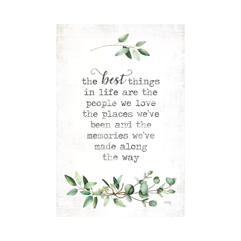 «The Best Things» par Marla Rae, art textuel sur toile tendue, H 40 po x l 26 po x P 1,5 po