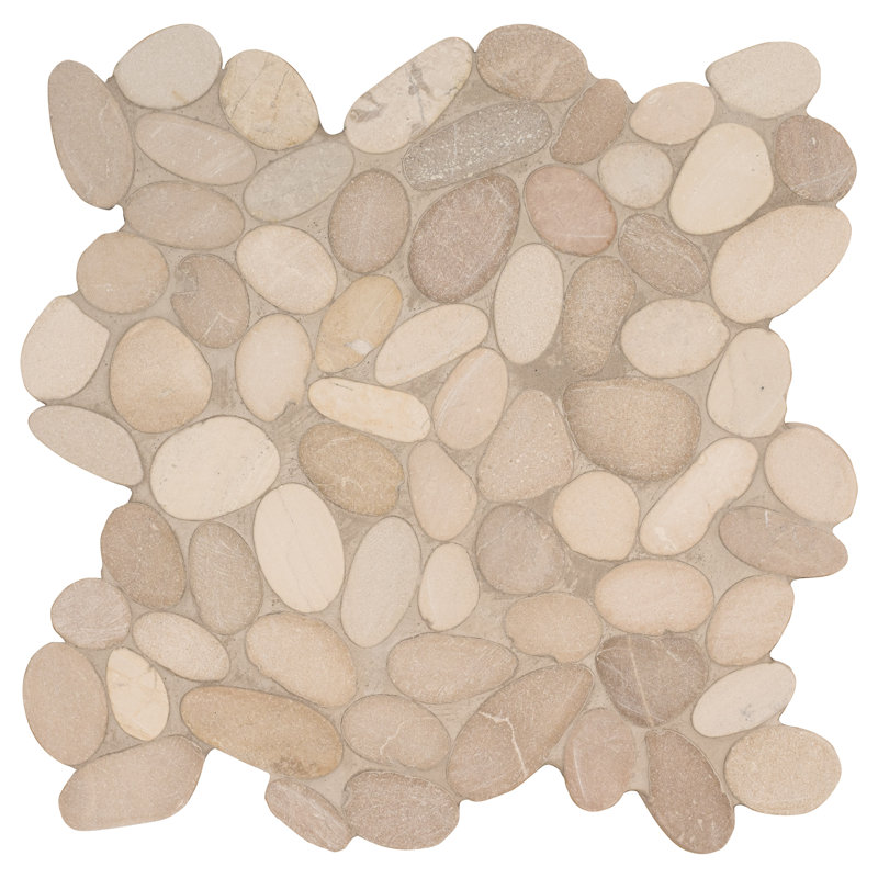 Marvella Pebble 12 in. x 12 in. Natural stone Mosaic Floor and Wall Tile, Terra Cut