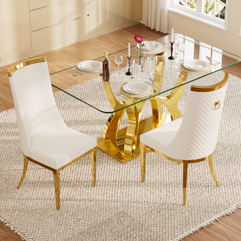 Modern Luxtury Velvet Dining Side Chair with High Backrest for Dining Room and Living Room, White