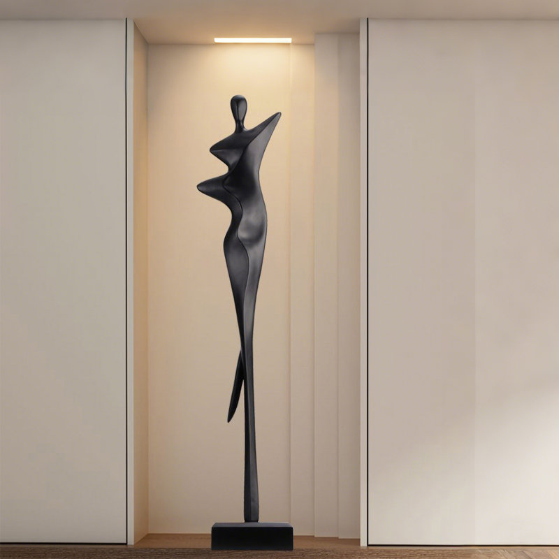 Figurines 70,87 "à motif abstrait noir, H 70,87 po x l 12,99 po x P 7,87 po, Noir