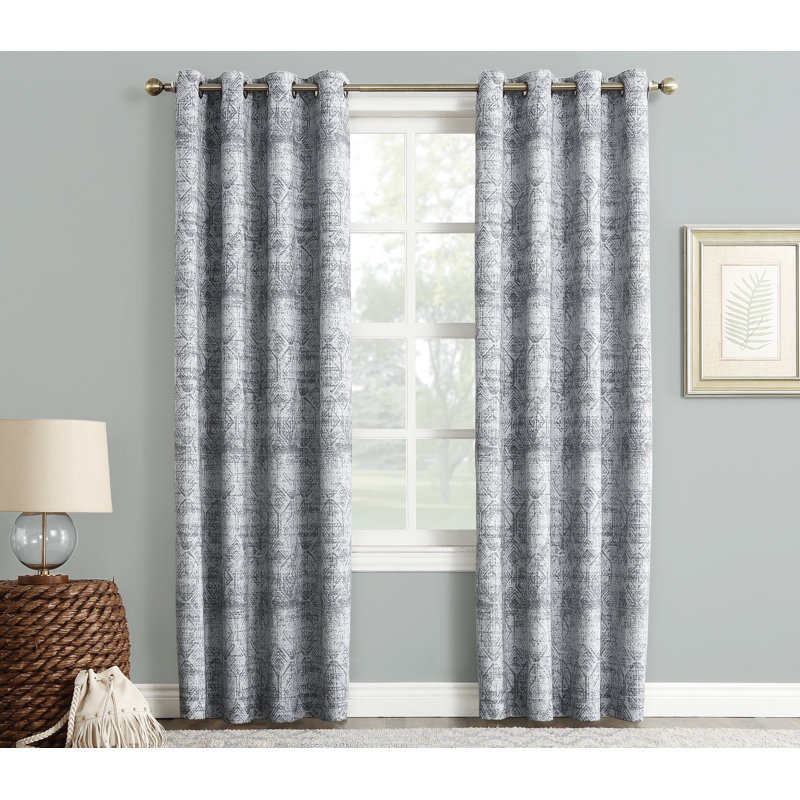 Distressed Global Blackout Lined Grommet Curtain Panel, Indigo, 50" W x 84" L