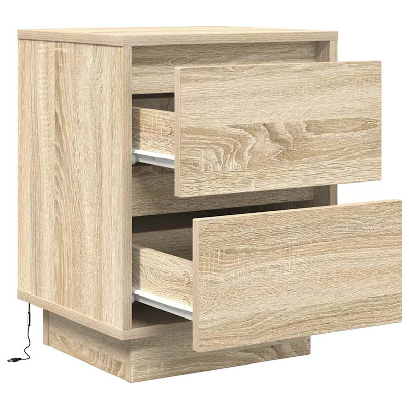 Darlisha 38cm W Manufactured Wood Bedside Table, Sonoma Oak, 2