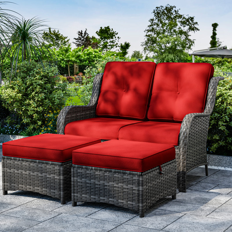Causeuse réversible d'extérieur 49 po avec coussins Parinka, Rouge