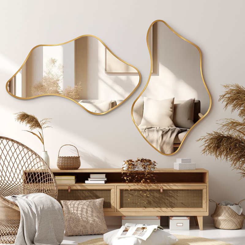 Aluminium Asymmetrical Mirror, Gold, 100 cm H x 60 cm W