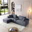 Canapé modulaire modulaire avec assise profonde, tissu en velours côtelé, porte-gobelets, ports USB, boîte de rangement et repose-pieds mobile pour le salon, aucun assemblage requis-1692742151