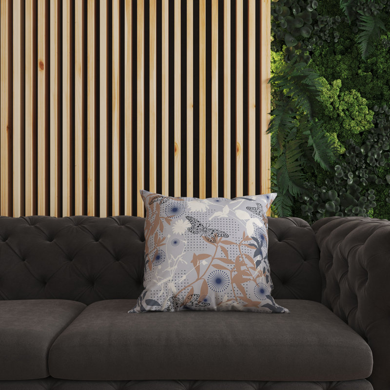 Coussin décoratif floral intérieur / extérieur réversible, H 26 po x l 26 po, Gris / Orange