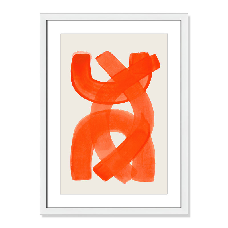 «Orange Strokes Print» par Haniff, Blanc satiné, L 17 po x H 23 po, Imprimé mat