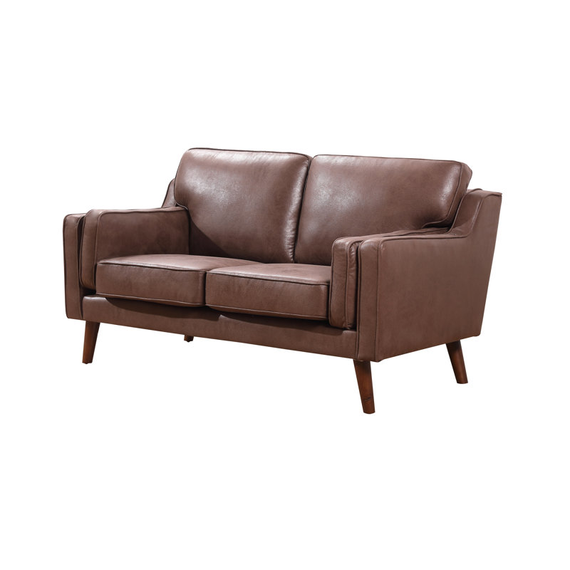 Causeuse Ben, Simili cuir brun / brun clair