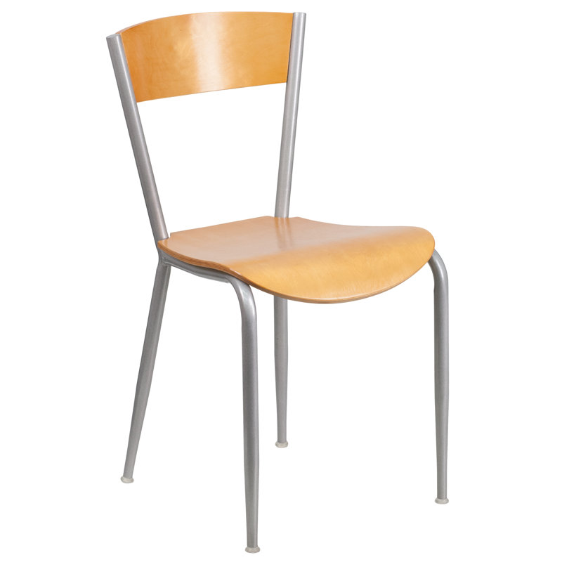 Chaise de restaurant en métal Kirby - dossier et assise en bois