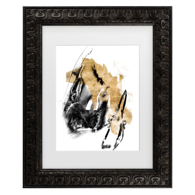 " Black And Gold Splash IV " by Jennifer Goldberger Painting Print