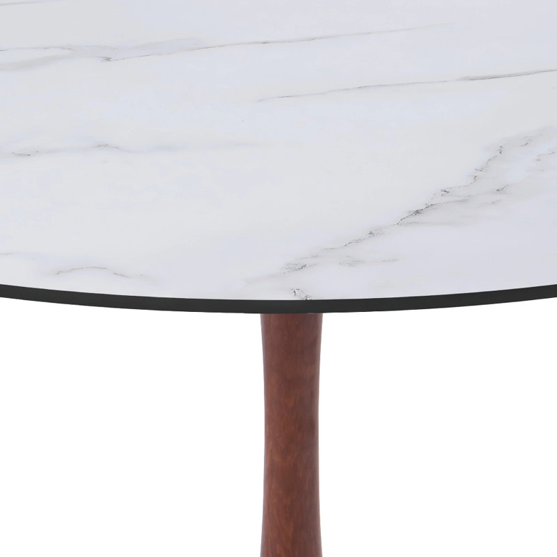 Table de salle à manger Hallett, H 29 po x L 24 po x l 24 po, Blanc marbré
