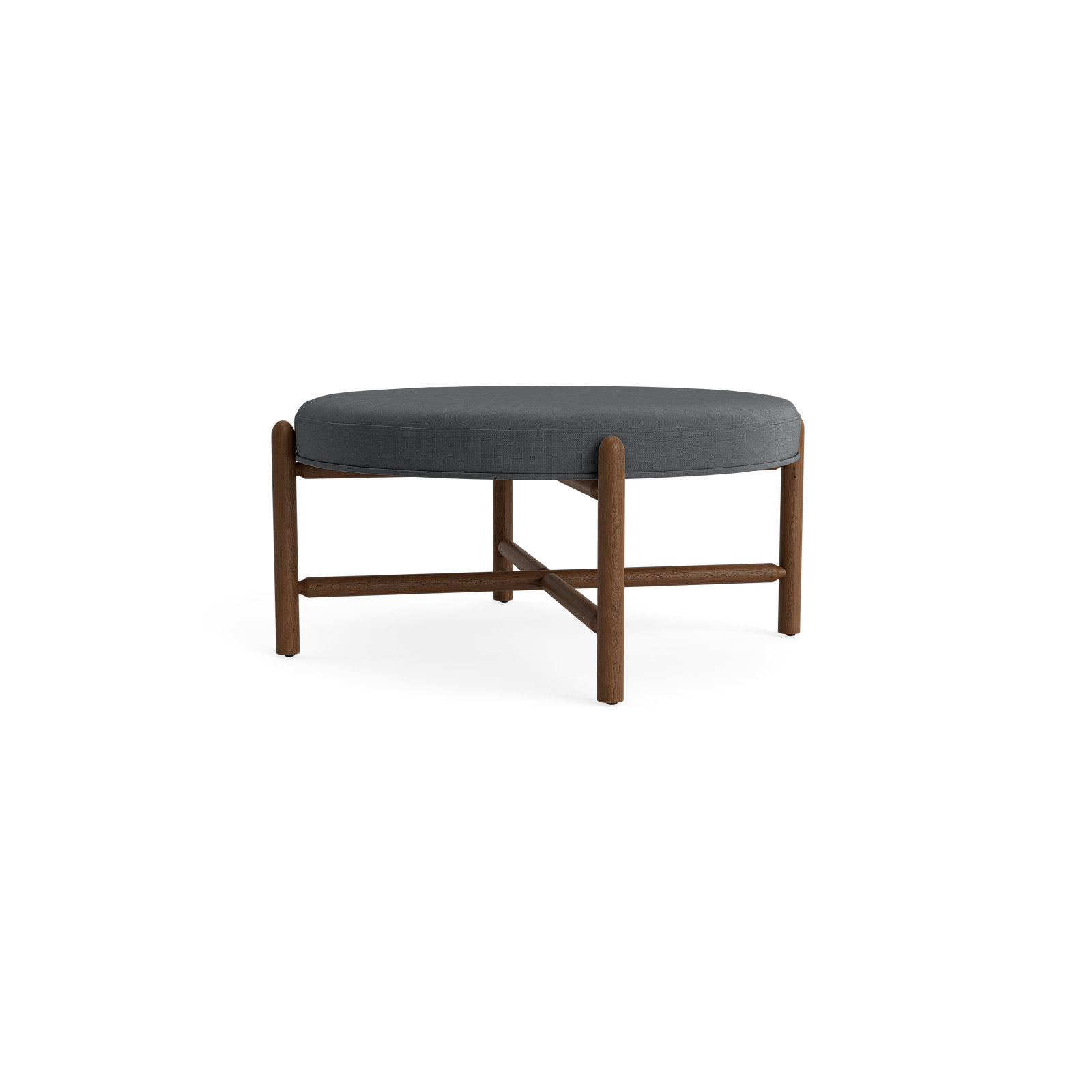 Vane 36" Round Ottoman, Charcoal, Walnut