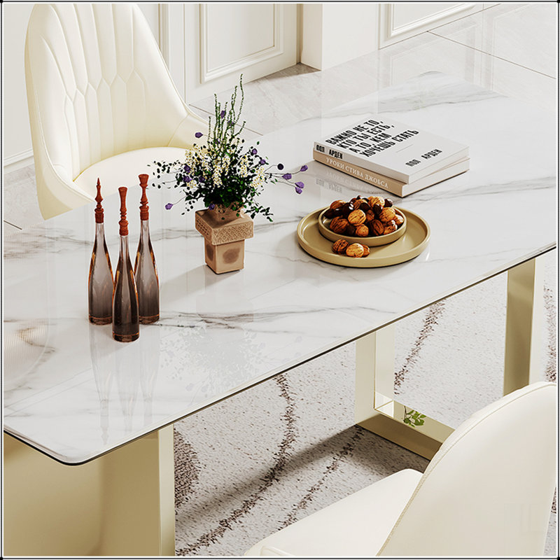 Table de salle à manger en verre fritté de 0,47 po, base en acier inoxydable