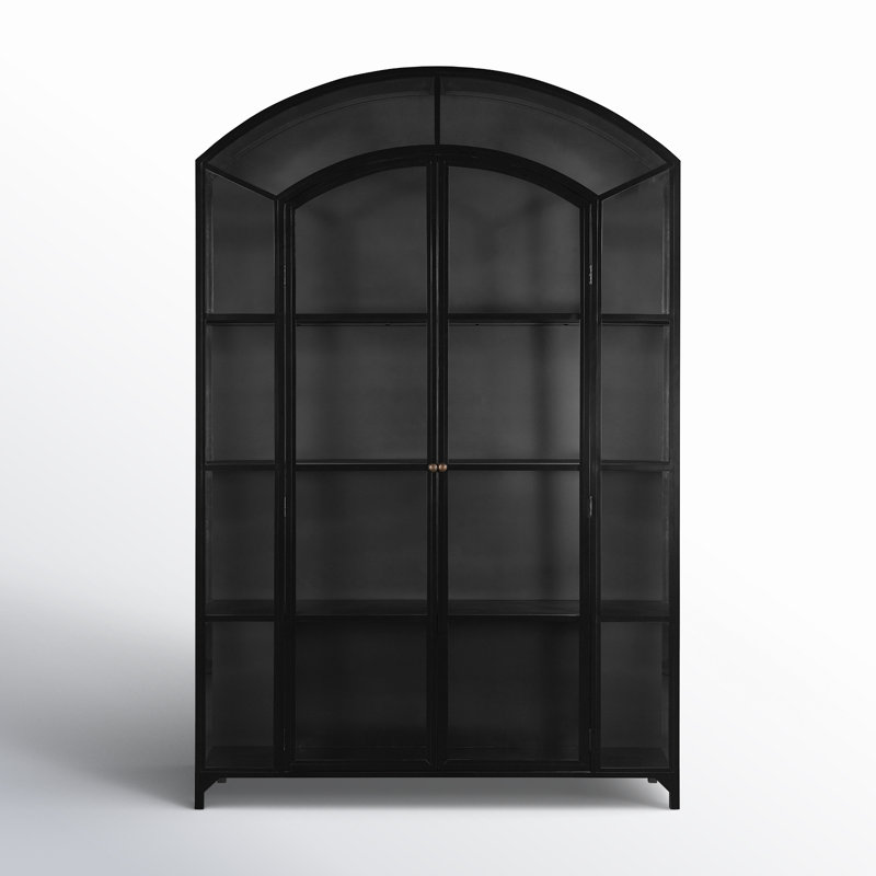 Black Iron and Glass Arched Curio Cabinet