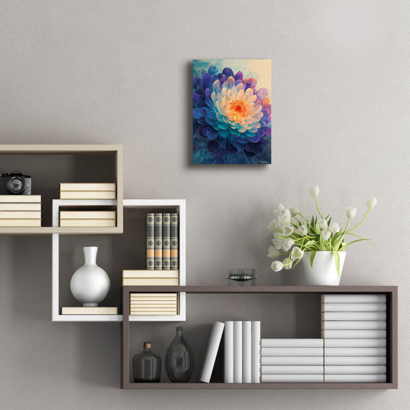 Art mural en verre Winston Porter «Abstract Chinese Chrysanthemum» par Momart, H 16 po x l 12 po x P 0,13 po