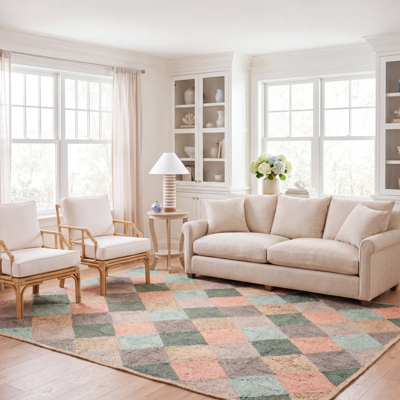 Gigi Geometric Jute/Sisal Natural/Multi Area Rug, Rectangle 8' x 10'