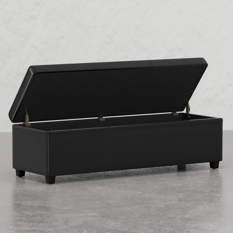 Lincoln Extra Large Storage Ottoman Bench, Black