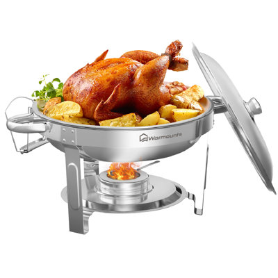 Chafing Dishes for Buffet 5QT 1Pack, Round Set w/Lid Holder, Stainless Steel Warmers Chafers Sets -  Winston Porter, 4F9216CFCAF44A63A0B342A546532AA5